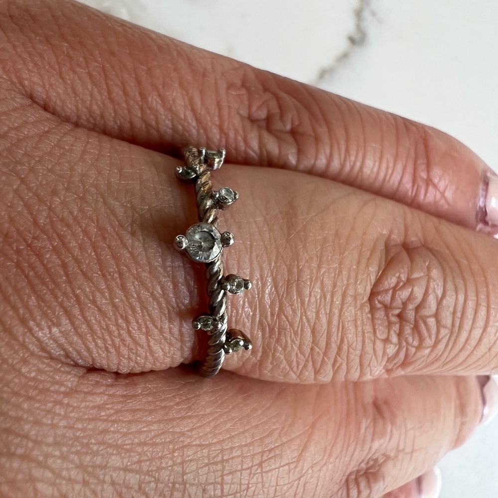 Stacking crystal and rose gold ring-size 5 approx